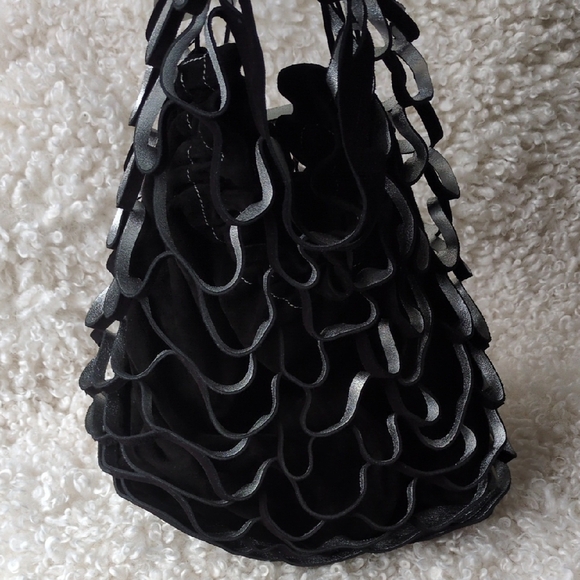 Salvatore Ferragamo Black and Silver Suade Net Bag - Picture 5 of 11